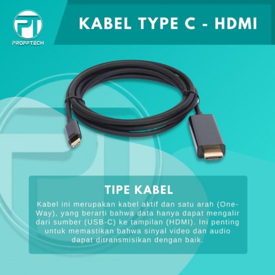 Profftech Kabel Type C to HDMI Resolusi Up to 4K