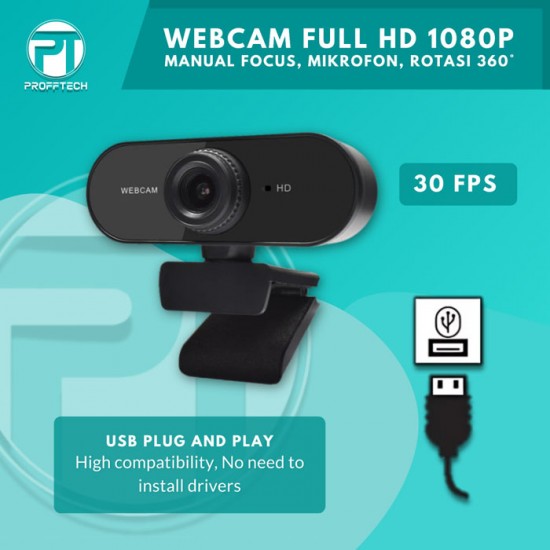 Profftech Webcam 2MP 1080P Kamera Desktop Manual Focus Mikrofon Rotasi 360 Derajat Profftech Webcam 2MP 1080P Kamera Desktop Manual Focus Mikrofon Rotasi 360 Derajat
