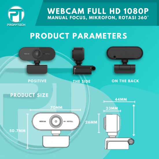 Profftech Webcam 2MP 1080P Kamera Desktop Manual Focus Mikrofon Rotasi 360 Derajat Profftech Webcam 2MP 1080P Kamera Desktop Manual Focus Mikrofon Rotasi 360 Derajat