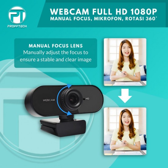 Profftech Webcam 2MP 1080P Kamera Desktop Manual Focus Mikrofon Rotasi 360 Derajat Profftech Webcam 2MP 1080P Kamera Desktop Manual Focus Mikrofon Rotasi 360 Derajat