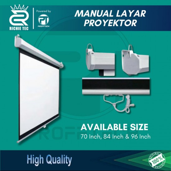 Richie Tec Layar Proyektor Manual Wall Screen Projector Rasio 1:1 70 84 96 Inch Richie Tec Layar Proyektor Manual Wall Screen Projector Rasio 1:1 70 84 96 Inch