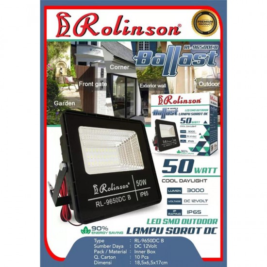 Rolinson Ballast Lampu Sorot DC Jepit Aki 50 100 150 Watt