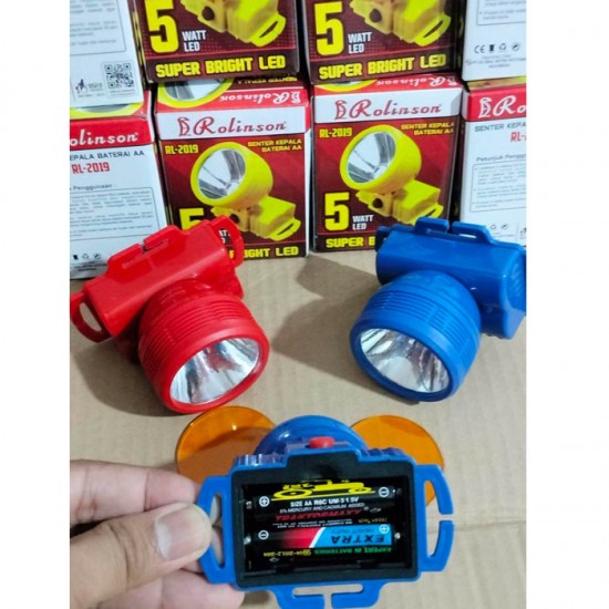 Rolinson RL-2019 Senter Kepala 5W 1 LED Baterai AA Headlamp Headlight