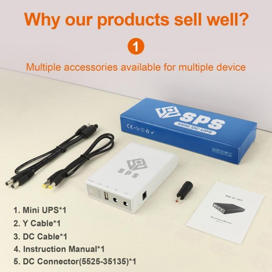 SPS 103A UPS Mini DC Portable Power Bank Lithium Battery 12V 2A