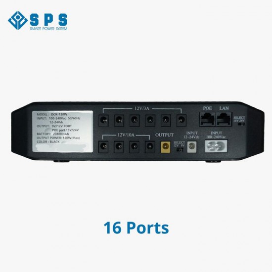 SPS DCK-120 UPS Mini DC Lithium Battery 120W 20400mAh 16 Port