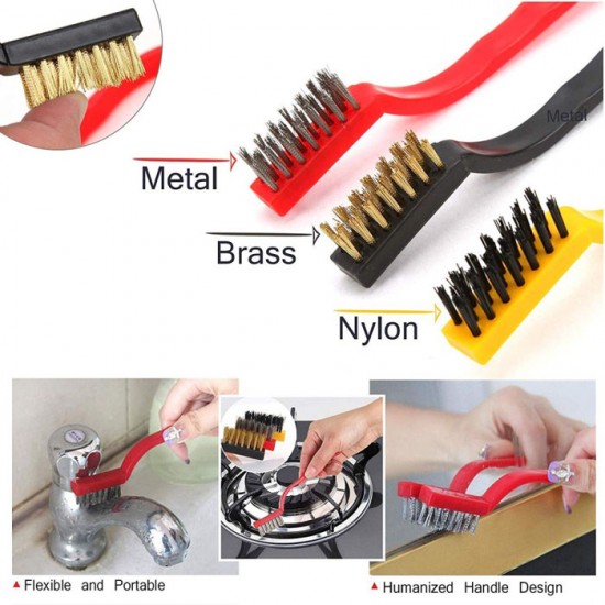 Sikat Kawat Mini isi 3 Pcs Metal Brass Nylon Wire Brush Sikat Kawat Mini isi 3 Pcs Metal Brass Nylon Wire Brush