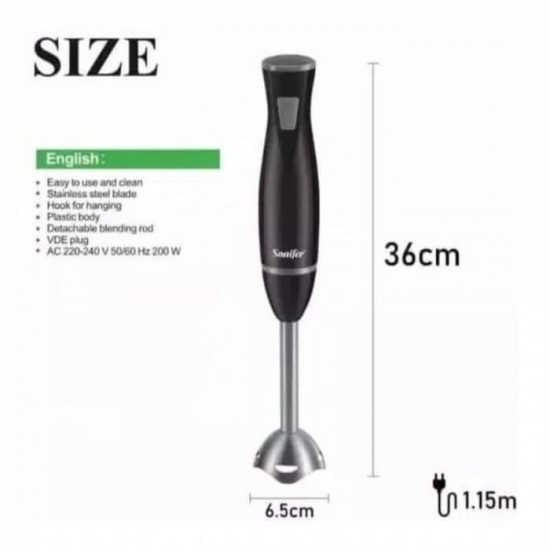 Sonifer SF-8055 Hand Blender Stainless Multifungsi 200 Watt Sonifer SF-8055 Hand Blender Stainless Multifungsi 200 Watt