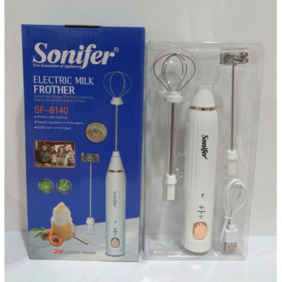Sonifer SF-8140 Milk Frother Mixer Portable 2 in 1 Battery Rechargeable 1200mAh Sonifer SF-8140 Milk Frother Mixer Portable 2 in 1 Battery Rechargeable 1200mAh