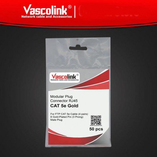 Vascolink Connector Konektor RJ45 Cat 5e Gold Plated 50Pcs Vascolink Connector Konektor RJ45 Cat 5e Gold Plated 50Pcs