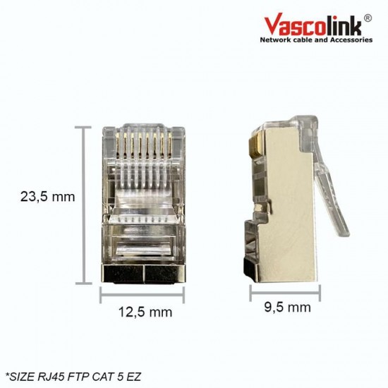 Vascolink RJ45 Connector FTP Cat 5e EZ Gold Plated 50pcs