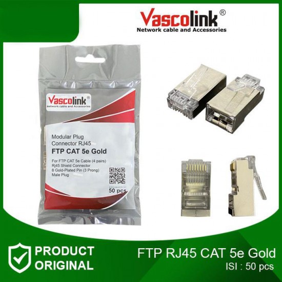 Vascolink Connector Konektor RJ45 FTP Cat 5e Gold Plated 50Pcs
