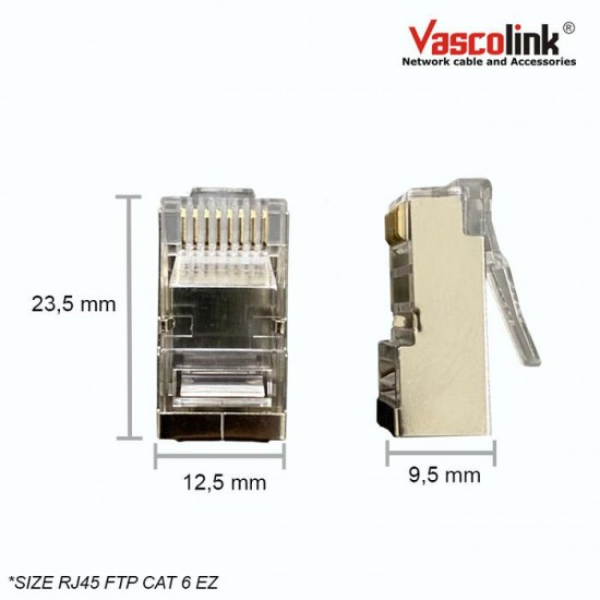 Vascolink RJ45 Connector FTP Cat 6 EZ Gold Plated 50pcs