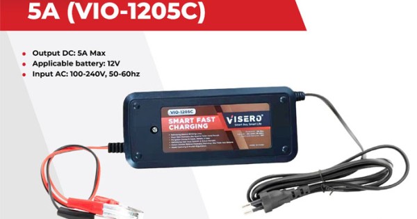 Visero VIO-1205C Battery Charger 5A 12V Charge Accu Cas Aki Baterai