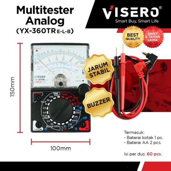 Visero YX-360TRE-L-B Multitester Multimeter Avometer Analog Battery Buzzer Visero YX-360TRE-L-B Multitester Multimeter Avometer Analog Battery Buzzer