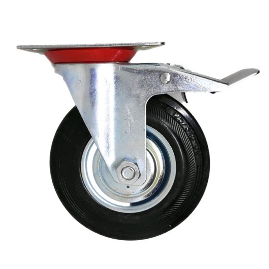 Xander Roda Trolley Karet 5 inch - Roda Troli Hidup Rem Xander Roda Trolley Karet 5 inch - Roda Troli Hidup Rem