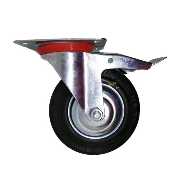 Xander Roda Trolley Karet 8 inch - Roda Troli Hidup Rem Xander Roda Trolley Karet 8 inch - Roda Troli Hidup Rem