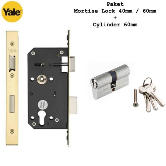 Paket Yale Mortise Lock 40mm 60mm Euro Profile Cylinder 60mm Paket Yale Mortise Lock 40mm 60mm Euro Profile Cylinder 60mm