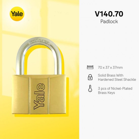 Yale V140-70 Brass Padlock 140 Gembok 70mm
