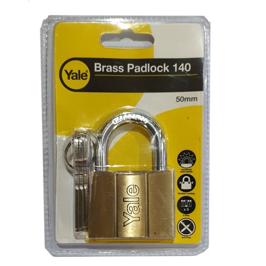 Yale V140-50 Brass Padlock 140 Gembok 50mm Yale V140-50 Brass Padlock 140 Gembok 50mm
