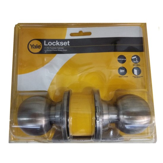 Yale VCA5122 US32D 60BS Lockset Knob Gagang Pintu Bulat Tanpa Kunci Yale VCA5122 US32D 60BS Lockset Knob Gagang Pintu Bulat Tanpa Kunci