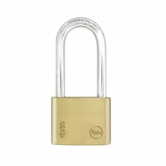 Yale YE1-50-166-1 Gembok Panjang 50mm Indoor Brass Long Shackle Padlock Yale YE1-50-166-1 Gembok Panjang 50mm Indoor Brass Long Shackle Padlock