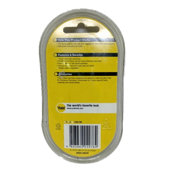 Yale YP3-31-123-1 Travel Lock - Gem Lock Gembok Koper Pin Yale YP3-31-123-1 Travel Lock - Gem Lock Gembok Koper Pin