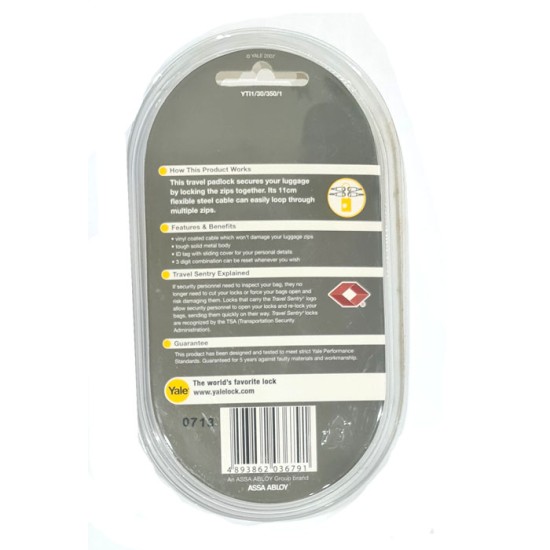 Yale YTL1-30-350-1 Travel Luggage Padlock with ID Tag Gembok Koper Yale YTL1-30-350-1 Travel Luggage Padlock with ID Tag Gembok Koper