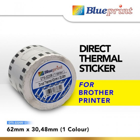 Blueprint BP-DTS22205 Label Barcode Brother 22205 62mm x 30.48m Continuous 1 Colour Stiker Roll Blueprint BP-DTS22205 Label Barcode Brother 22205 62mm x 30.48m Continuous 1 Colour Stiker Roll