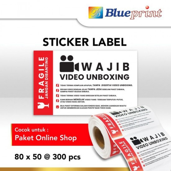 Blueprint Label Sticker Unboxing Fragile 80x50 mm isi 300 Pcs Blueprint Label Sticker Unboxing Fragile 80x50 mm isi 300 Pcs