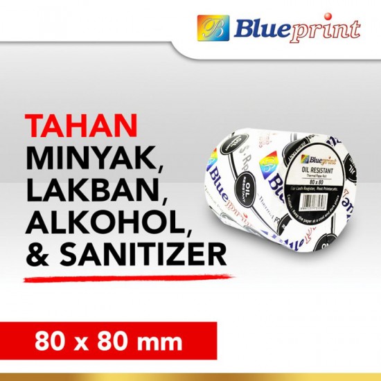 Blueprint Thermal Paper Roll 80x80mm Oil Resistant - Kertas Termal Anti Minyak Blueprint Thermal Paper Roll 80x80mm Oil Resistant - Kertas Termal Anti Minyak