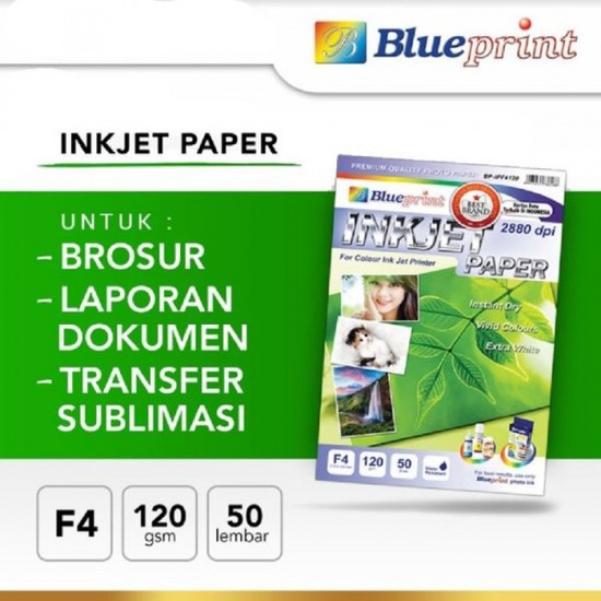 Blueprint BP-IPF4120 Inkjet Paper F4 120gsm - Kertas Inkjet Blueprint BP-IPF4120 Inkjet Paper F4 120gsm - Kertas Inkjet