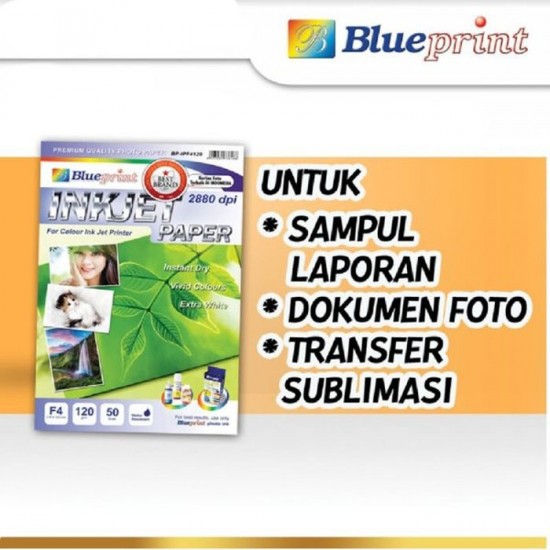 Blueprint BP-IPF4120 Inkjet Paper F4 120gsm - Kertas Inkjet Blueprint BP-IPF4120 Inkjet Paper F4 120gsm - Kertas Inkjet