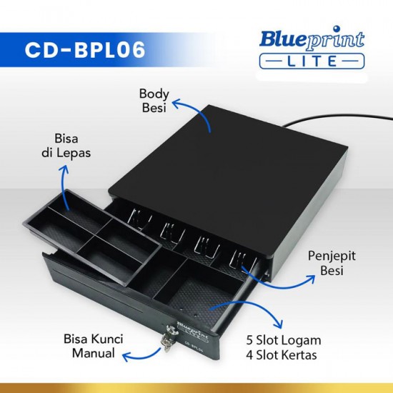 Blueprint Lite CD-BPL06 Cash Drawer Kecil Laci Kasir Uang 33x36,5x9.5 cm Blueprint Lite CD-BPL06 Cash Drawer Kecil Laci Kasir Uang 33x36,5x9.5 cm