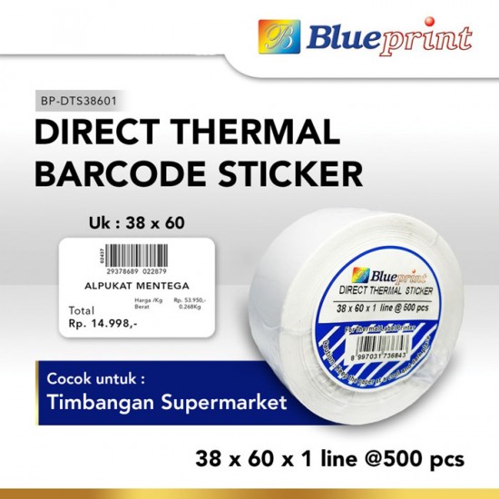 Blueprint Direct Thermal Sticker Label Stiker Barcode 38x60 mm 1 Line 500 pcs Blueprint Direct Thermal Sticker Label Stiker Barcode 38x60 mm 1 Line 500 pcs