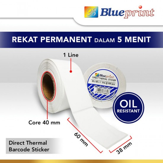 Blueprint Direct Thermal Sticker Label Stiker Barcode 38x60 mm 1 Line 500 pcs Blueprint Direct Thermal Sticker Label Stiker Barcode 38x60 mm 1 Line 500 pcs