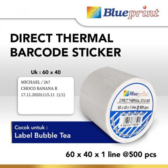 Blueprint Direct Thermal Sticker Label Stiker Barcode 60x40 mm 1 Line 500 pcs Blueprint Direct Thermal Sticker Label Stiker Barcode 60x40 mm 1 Line 500 pcs