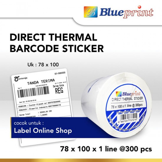 Blueprint Direct Thermal Sticker Label Stiker Barcode 78x100 mm 1 Line 300 pcs Blueprint Direct Thermal Sticker Label Stiker Barcode 78x100 mm 1 Line 300 pcs
