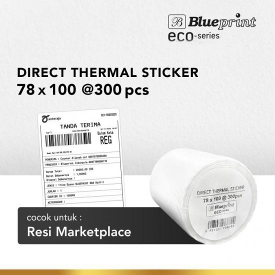 Blueprint Eco Direct Thermal Sticker Label Stiker Barcode 78x100 mm 1 Line 300 pcs Blueprint Eco Direct Thermal Sticker Label Stiker Barcode 78x100 mm 1 Line 300 pcs