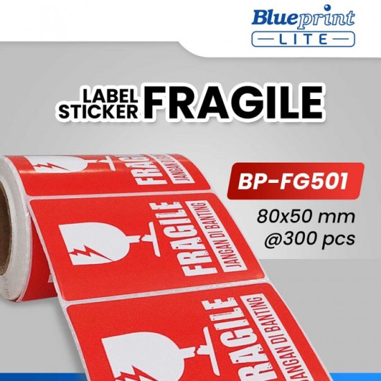 Blueprint Lite BP-FG501 BP-FG502 Label Sticker Fragile Jangan dibanting 80x50 mm isi 300 Pcs Blueprint Lite BP-FG501 BP-FG502 Label Sticker Fragile Jangan dibanting 80x50 mm isi 300 Pcs