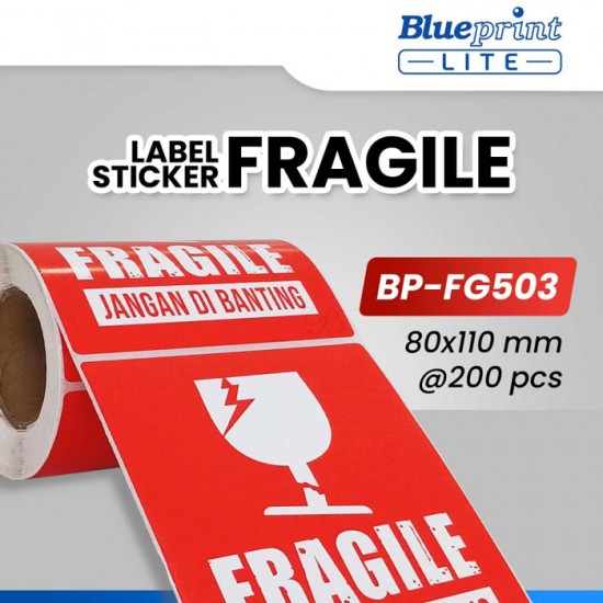 Blueprint Lite BP-FG503 BP-FG505 Label Sticker Fragile Jangan Dibanting 80x110 mm isi 200 Pcs Blueprint Lite BP-FG503 BP-FG505 Label Sticker Fragile Jangan Dibanting 80x110 mm isi 200 Pcs