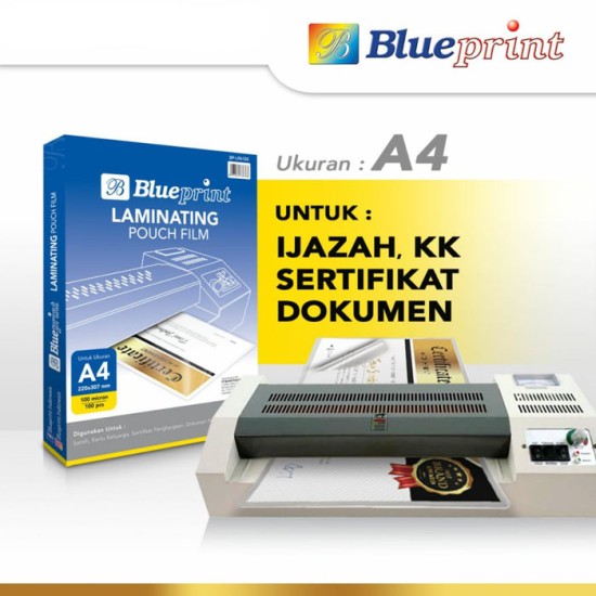 Blueprint BP-LPA100 Laminating Pouch Film A4 100 Mikron isi 100 Pcs Blueprint BP-LPA100 Laminating Pouch Film A4 100 Mikron isi 100 Pcs