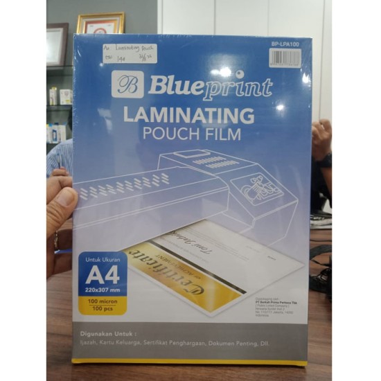 Blueprint BP-LPA100 Laminating Pouch Film A4 100 Mikron isi 100 Pcs Blueprint BP-LPA100 Laminating Pouch Film A4 100 Mikron isi 100 Pcs
