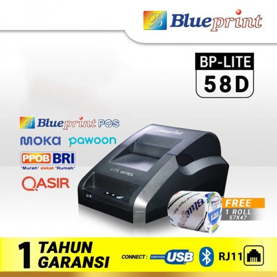 Blueprint BP-Lite58D Desktop Bluetooth Thermal Printer Struk Kasir PPOB 58mm Blueprint BP-Lite58D Desktop Bluetooth Thermal Printer Struk Kasir PPOB 58mm