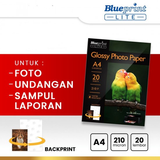 Blueprint Lite Glossy Photo Paper A4 210gsm Kertas Foto Poto 10R Blueprint Lite Glossy Photo Paper A4 210gsm Kertas Foto Poto 10R