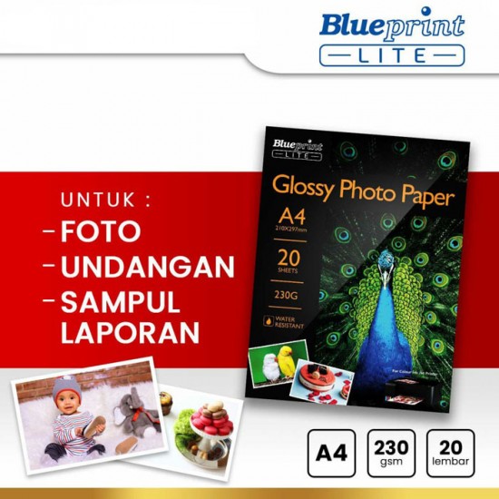 Blueprint Lite Glossy Photo Paper A4 230gsm Kertas Foto Poto 10R Blueprint Lite Glossy Photo Paper A4 230gsm Kertas Foto Poto 10R