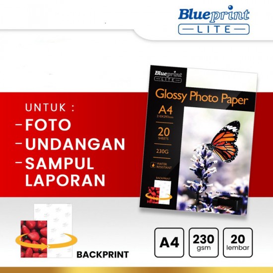 Blueprint Lite Glossy Photo Paper A4 230gsm Kertas Foto Poto 10R Blueprint Lite Glossy Photo Paper A4 230gsm Kertas Foto Poto 10R