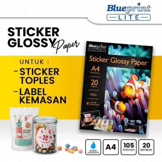 Blueprint Lite Sticker Glossy Paper A4 105gsm 20 Sheets Stiker Blueprint Lite Sticker Glossy Paper A4 105gsm 20 Sheets Stiker