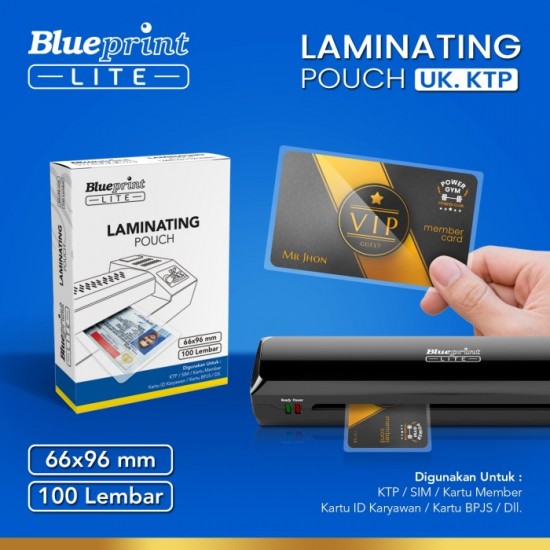 Blueprint Lite Laminating Pouch Film KTP ID 66x96 mm isi 100 Pcs Blueprint Lite Laminating Pouch Film KTP ID 66x96 mm isi 100 Pcs