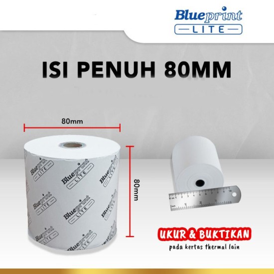 Blueprint BP-LiteTP80x80 Lite Thermal Paper Roll 80x80mm Kertas Struk Blueprint BP-LiteTP80x80 Lite Thermal Paper Roll 80x80mm Kertas Struk