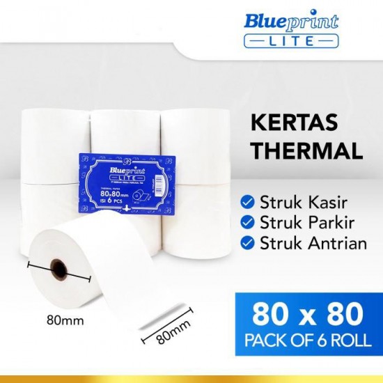 Blueprint BP-LiteTP80x80 Lite Thermal Paper Roll 80x80mm Kertas Struk Blueprint BP-LiteTP80x80 Lite Thermal Paper Roll 80x80mm Kertas Struk